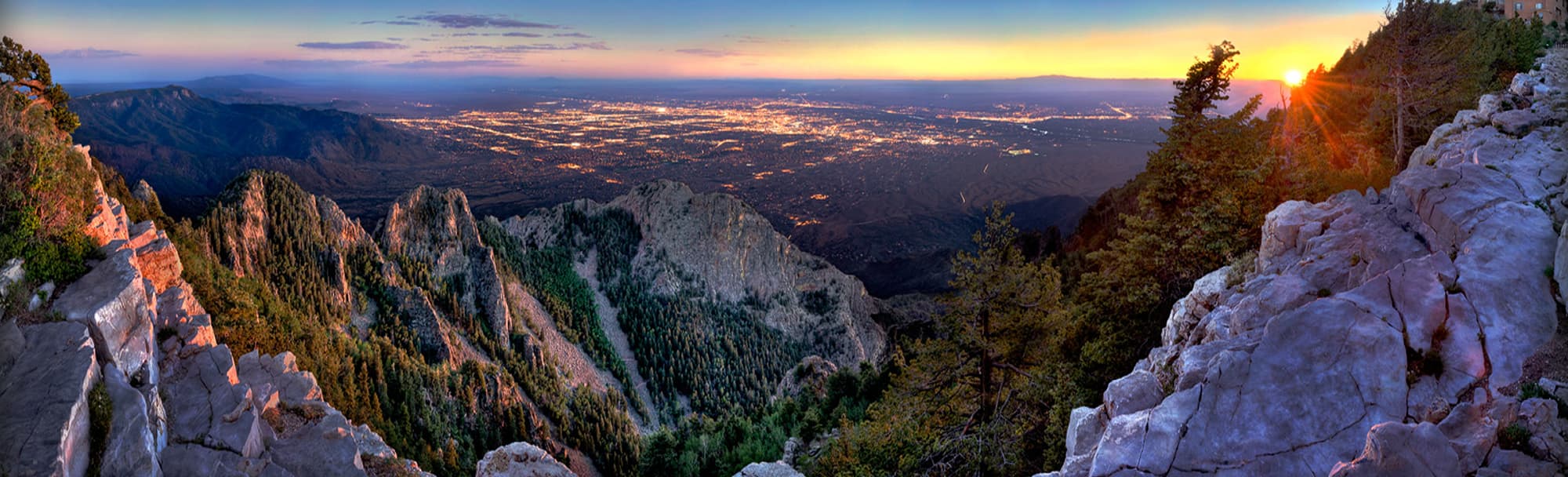 Albuquerque valley at twilight from the Sandia foothills